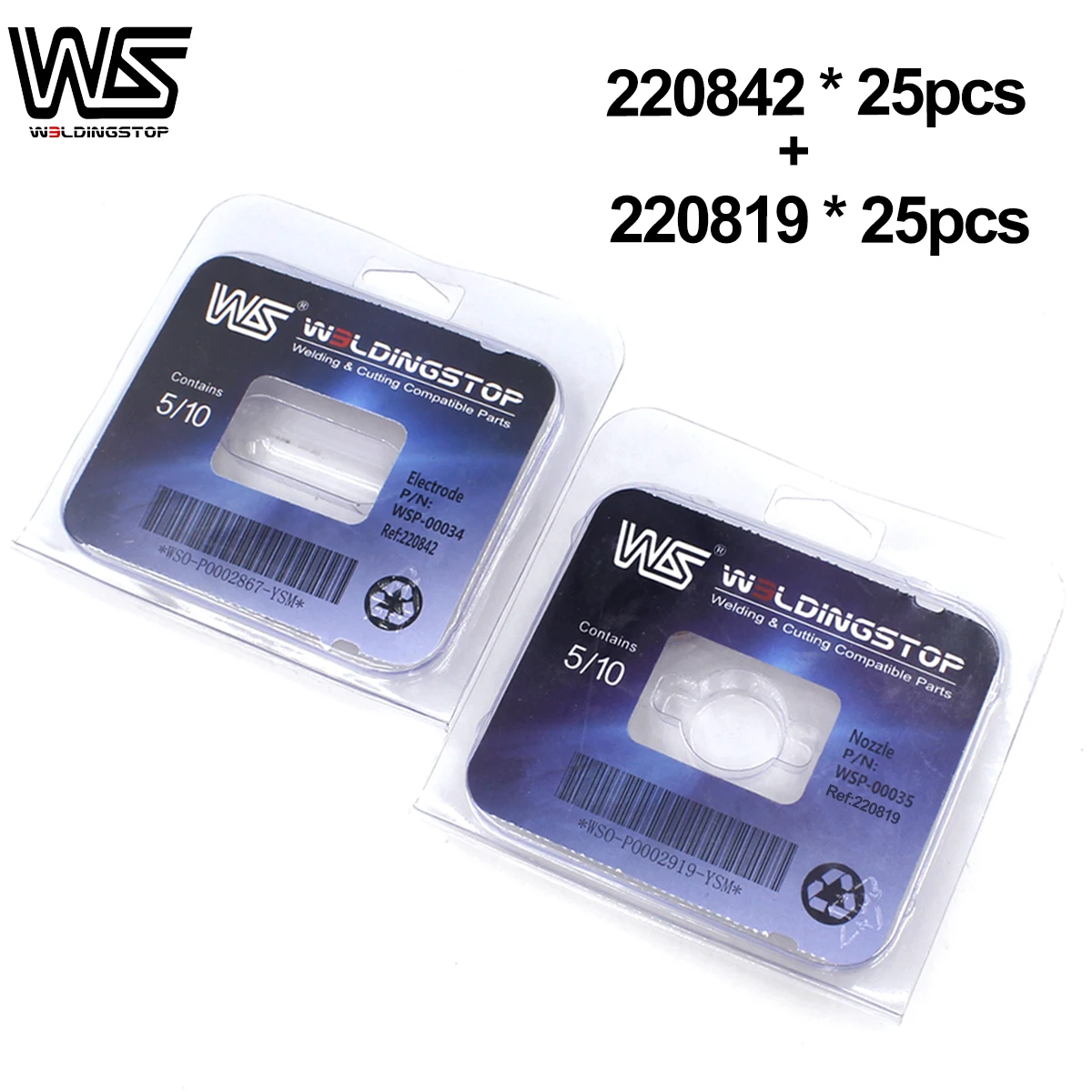 US $99.89 220819 nozzle tip 65A 25pcs 220842 electrode 25pcs plasma cutter torch consumable kits Free Shipping PKG50