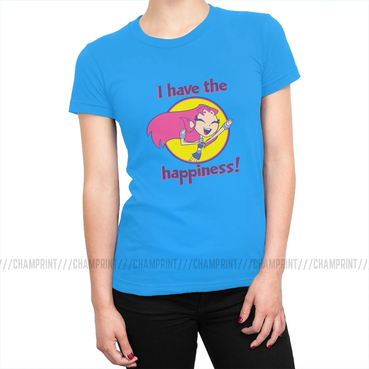 Teen Titans Go Starfire I Have The футболка с надписью Happiness женские футболки Kawaii футболки, топ, забавная Женская одежда с графикой - Цвет: Мятный
