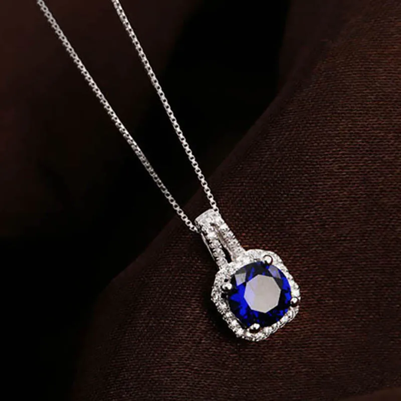 925 Silver Necklace with Ruby Sapphire Amethyst Zircon Pendant for Women Wedding Gift Fine Jewellery Pendants pendant necklace silver necklace