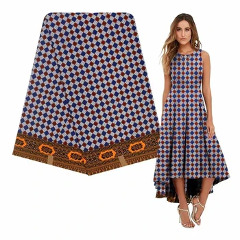 

White Lattice wax prints african ankara fabrics real wax african print scarves for African skirt 6 yards Y-57