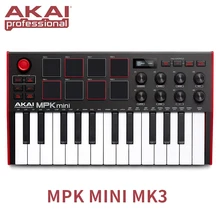 Akai profissional mpk mini mk3 mkii-25 chave ultra portátil usb midi tambor almofada e controlador de teclado