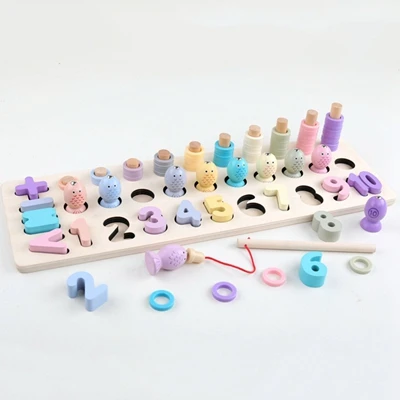 Mwz Детские материалы montessori деревянные игрушки магнитная игра рыбалка рассчитывать Форма познания математические игрушки развивающие игрушки для детей - Цвет: 1