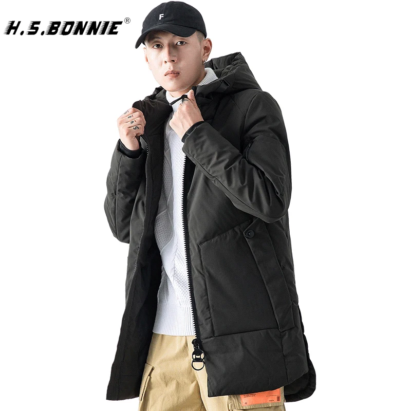 

Winter Jacket Men 2019 Newmanteau Homme Hooded Jacket Long Jacket Coat Solid Color Parkas Cotton-Padded Youth Clothing