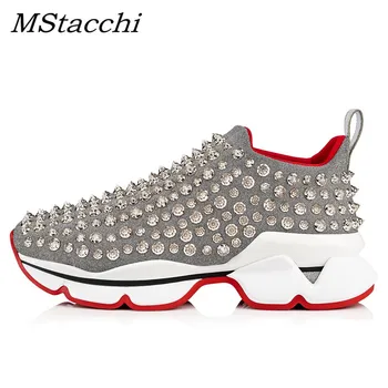 

MStacchi 2020 Sping Women Sneakers Shoes Woman Color Mixing Rivet Slip-On Shoes Chic Ladies Cozy Breathable Flats Casual Shoes