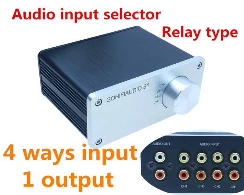 signal splitter 4 IN 1 OUT audio rca connector signal selector relay Source Selector HIFI input rca cable switcher schalter boX