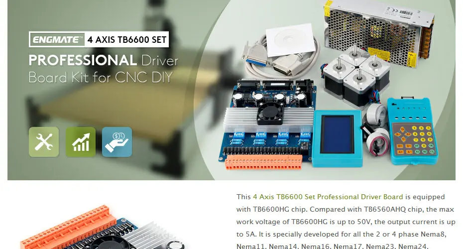 CNC Комплект с TB6600 4 набор осей профессиональная версия драйвер платы и HB мотор/PSU