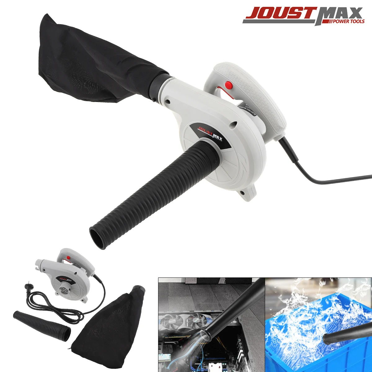 

600W Multifunctional Portable Electric Hand Operated Blower with Suction Head and Collecting Bag for Removing Dust