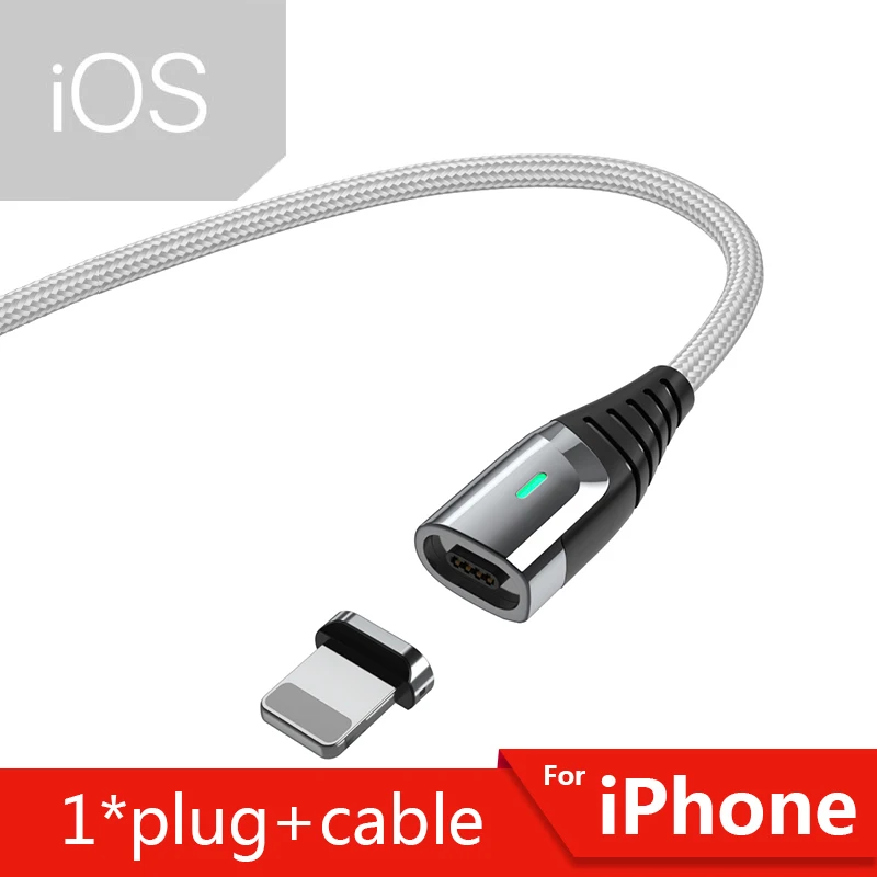 Магнитное зарядное устройство Essager Micro USB кабель для huawei samsung провод для быстрого заряда Шнур usb type C type-C магнитные кабели для мобильных телефонов - Цвет: Silver iOS Cable