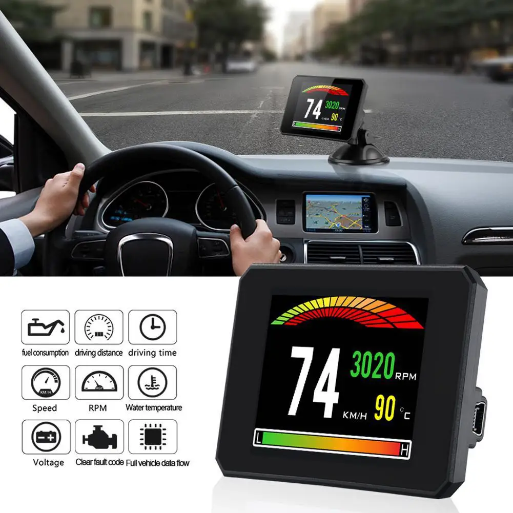 

360 degrees 3 Inch Car Head Up Display Digital Car Speed Projector On-Board Computer OBD2 Speedometer Windshield ELM327