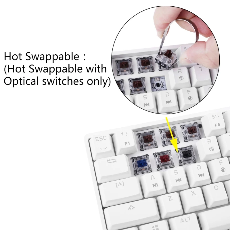 SK61 Mini Portable 60% Mechanical Keyboard Gateron optical Switches RGB Backlit Hot Swappable Wired Gaming Keyboard for PC Mac