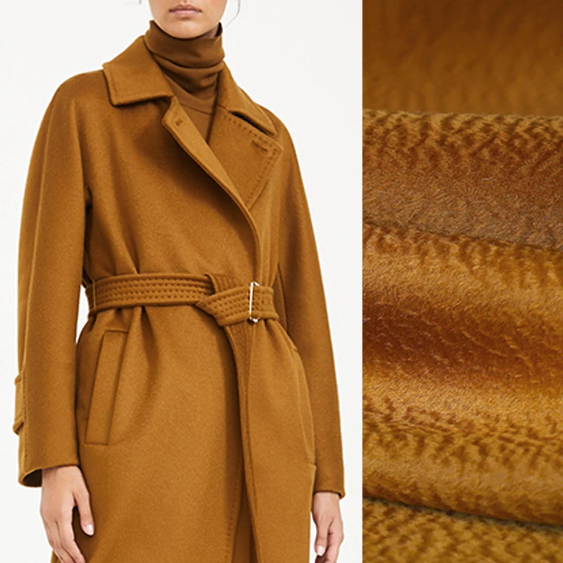 Качественное пальто 150 см шириной 820 г/м, коричневое, двустороннее, волнистое, шерстяное, Осеннее и зимнее пальто, ткань E1149