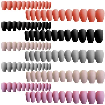 

120 Pcs/5 Boxes Practical Matte Fakes Nails False Nail Tip Artificial Fingernails for Women Girls (Five Colors, Each Color 24pcs