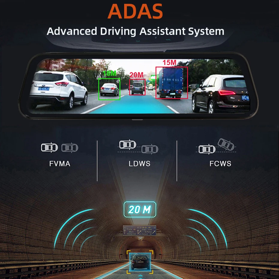 Зеркало видеорегистратор Bluavido 10 дюймов 4G ADAS Android GPS FHD 1080P|Видеорегистраторы| |
