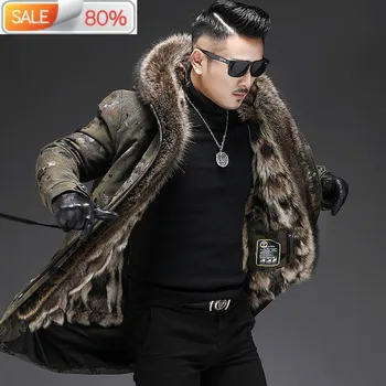 

Parka Real Winter Jacket Warm Raccoon Fur Liner Parkas Luxury Coat Men Abrigos Hombre Invierno 2020 19-1402