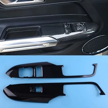DWCX Nero In Fibra di Carbonio Texture Finestra di Automobile Interruttore di Sollevamento del Pannello di Copertura Rifiniture fit per Ford Mustang 2015 2016 2017 2018 2019
