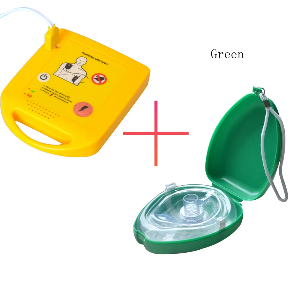 1 шт. Первая помощь AED автоматическое внешнее устройство машины для тренировочное приспособление для сердечно-легочной реанимации с 1 шт. красочная спасательная маска Cpr Карманный ressuscitator - Цвет: Green Box