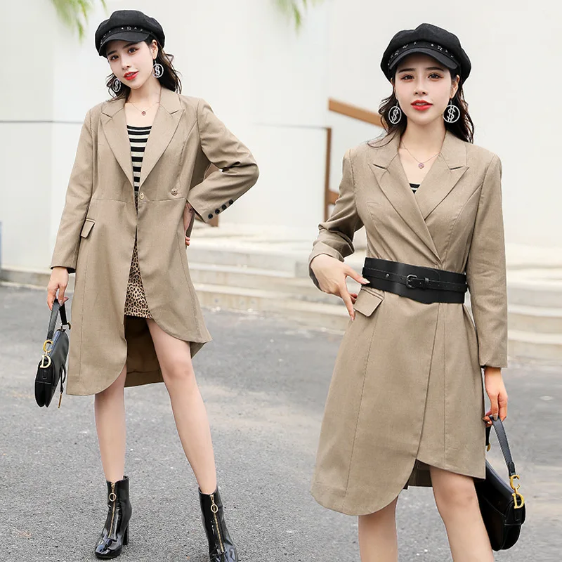 

Trench Coat Women's Mid-length 2019 New Style Short-height Two August Coat Early Autumn Medium Length Korean-style Versatile Ele