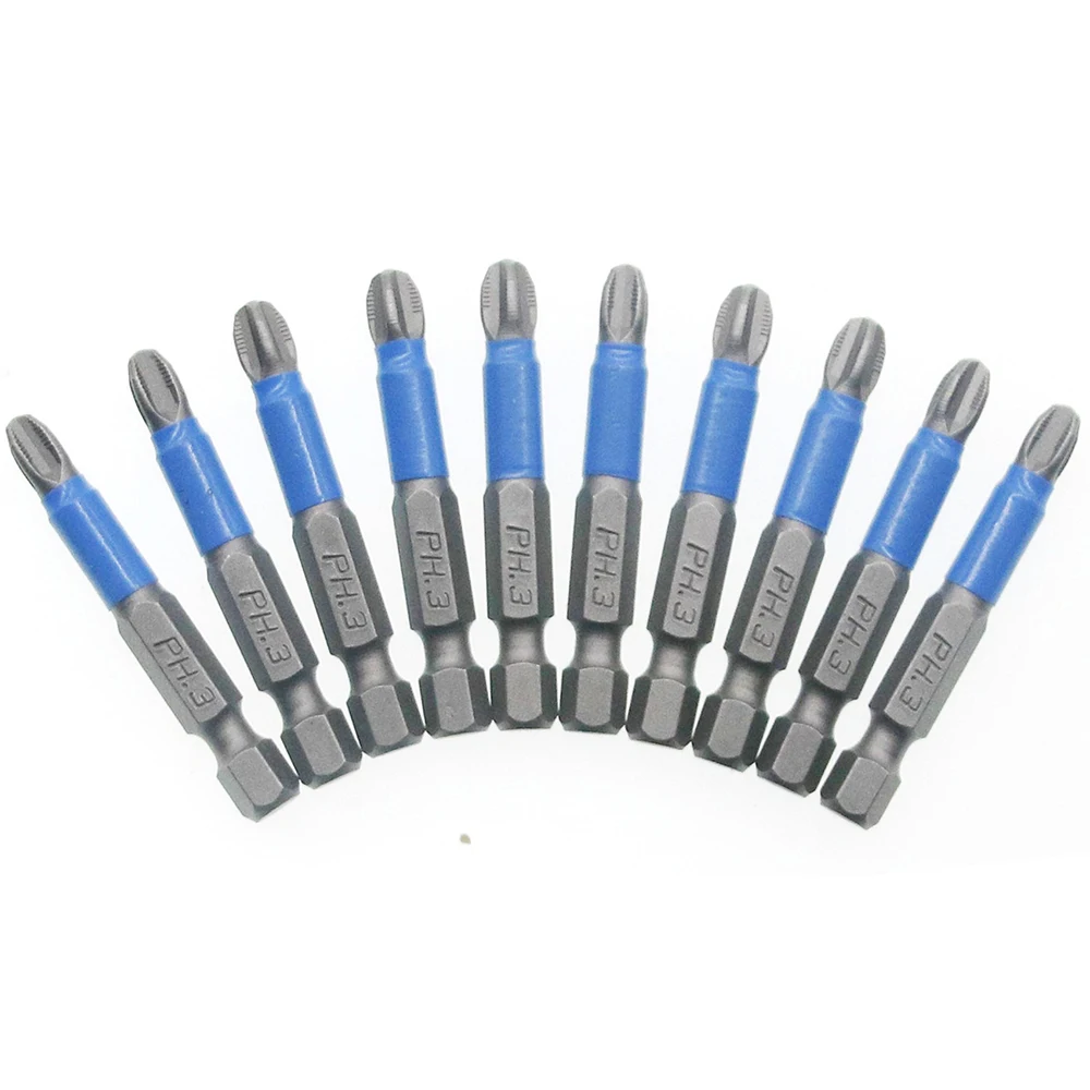 

10pcs/set Magnetic Screwdriver S2 Steel Electric Screwdriver Drill Bit PH3 6.35( 1/4" ) Phillips Bit Hex Shank Hand Tools Set AA