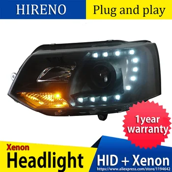 

Hireno For Volkswagen T5 Led Head Lamp for Caravelle Multivan LED Headlights Black Housing 2011-2016SN