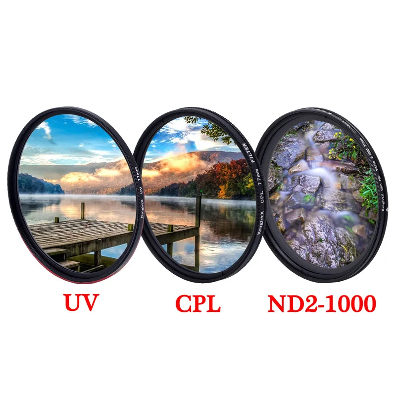KnightX UV CPL ND2-ND1000 Регулируемый поляризационный фильтр для объектива камеры 52 мм 55 58