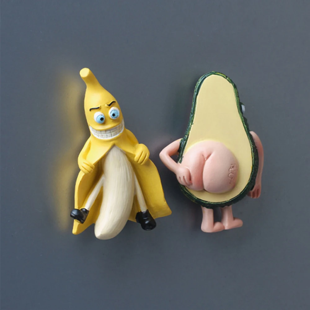 Cute Cartoon 3D Refrigerator Stickers Children's Toys Creative Home Decoration Fruit Magnet Banana Avocado Message Magnetic Sticker Magnetic Fridge Stickers Refrigerator Decor