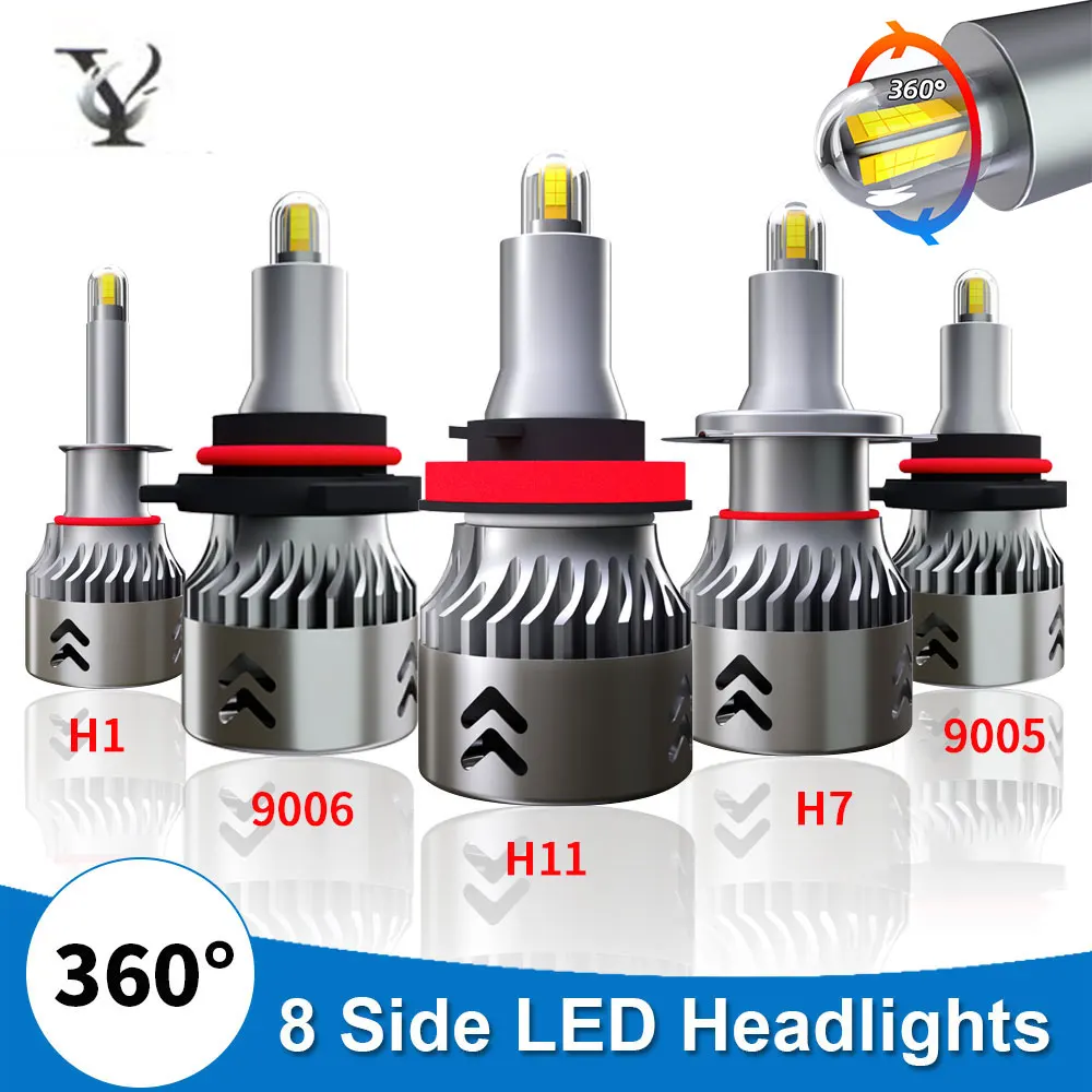 

Mini H7 H1 H11 Led Headlight Bulbs 9005 HB3 H10 9006 HB4 Turbo Canbus 8 sides 360 Degree CSP Chips 6000K Super Bright Auto Lamp