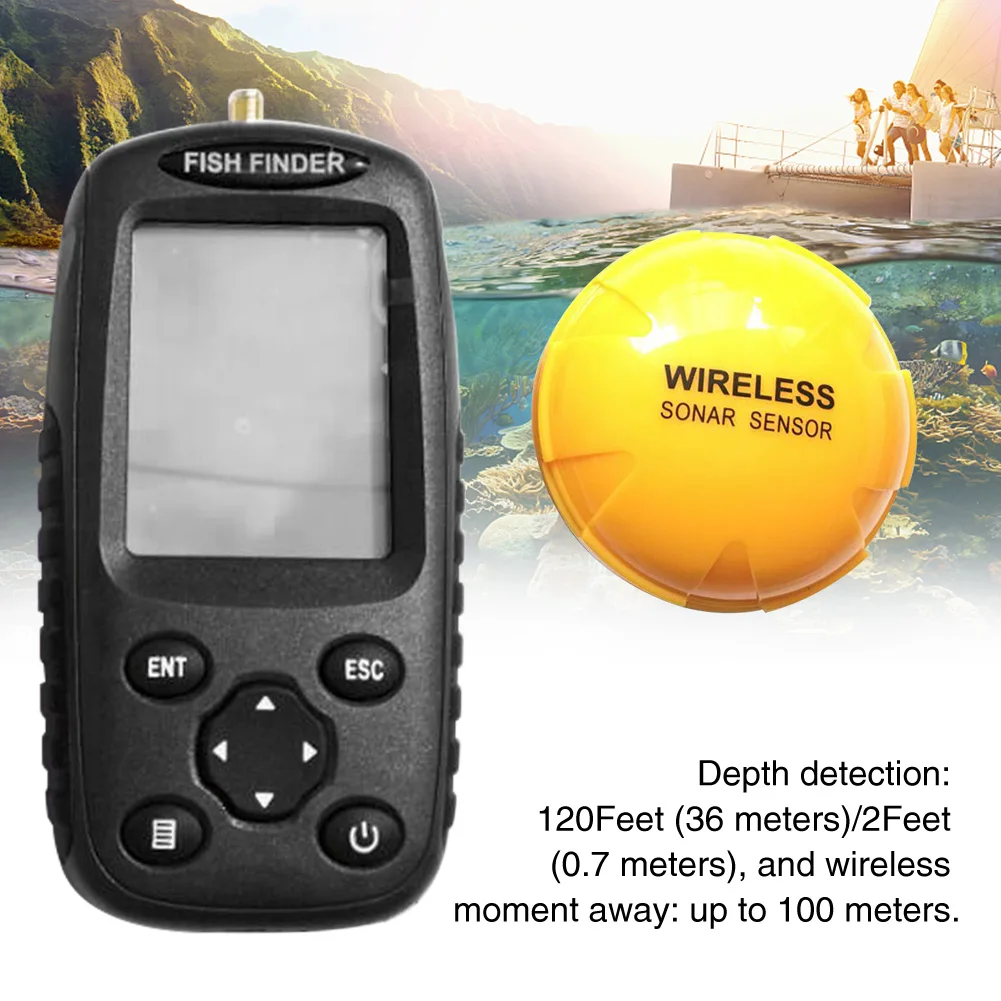 Portable Outdoor Tools USB Rechargeable ABS Bottom  Depth Locator Fish Finder Wireless Sonar Sensor Color LCD Display