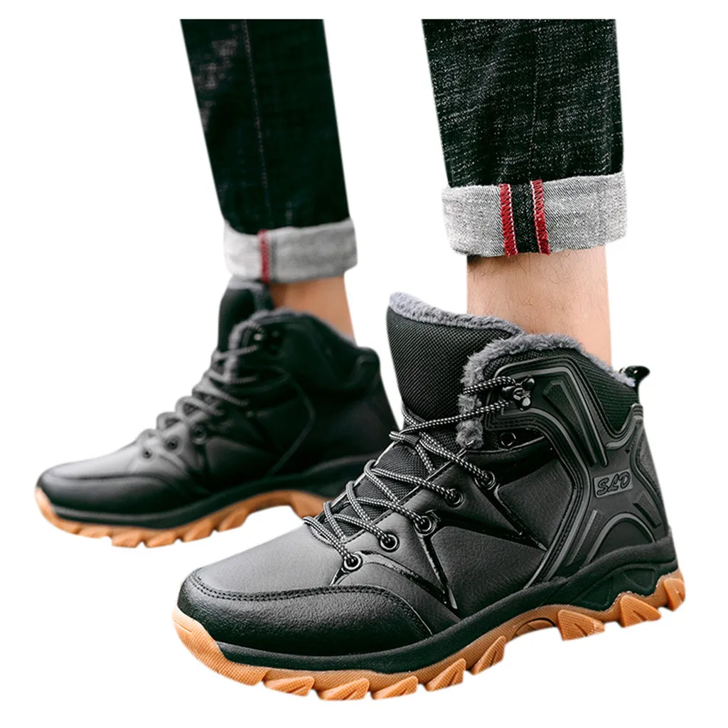 Мужская обувь; Новинка; модные ботинки; zapatos de hombre; Мужская зимняя бархатная теплая хлопковая обувь; нескользящая обувь для альпинизма; кроссовки