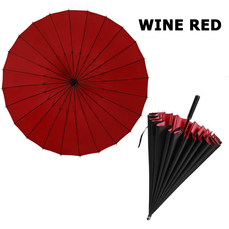 Paraguas de lluvia de calidad para hombres 24K fuerte doble a prueba de viento - Цвет: Wine red