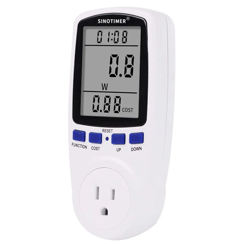 

SINOTIMER DDS108 Plug Socket Digital Voltage Wattmeter Power Consumption Watt Energy Meter AC Electricity Analyzer Monitor