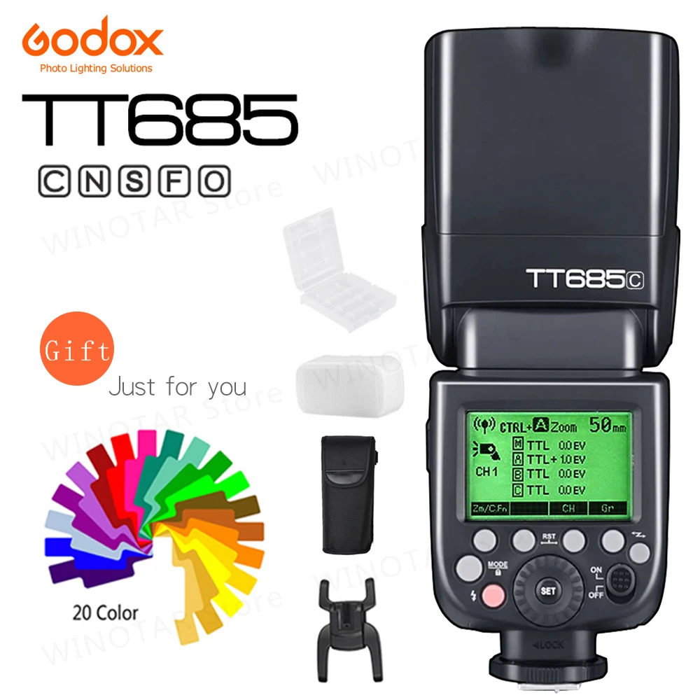 Вспышка для камеры Godox TT685 TT685C TT685N TT685S TT685F TT685O TTL HSS вспышка Canon Nikon Sony Fuji Olympus |