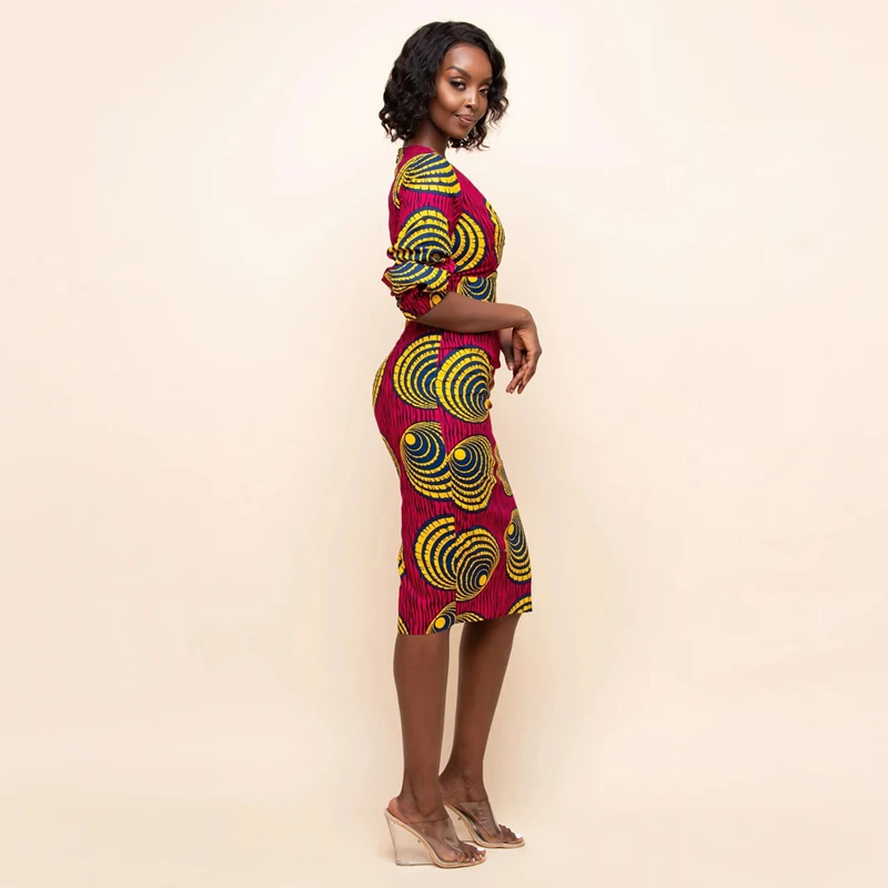 African Lady's Clothing Digital Printing Summer Sexy Female V-Neck Slimming Elegant Dress Fashion Maxi Sundress Dashiki Kanga Africa Clothing