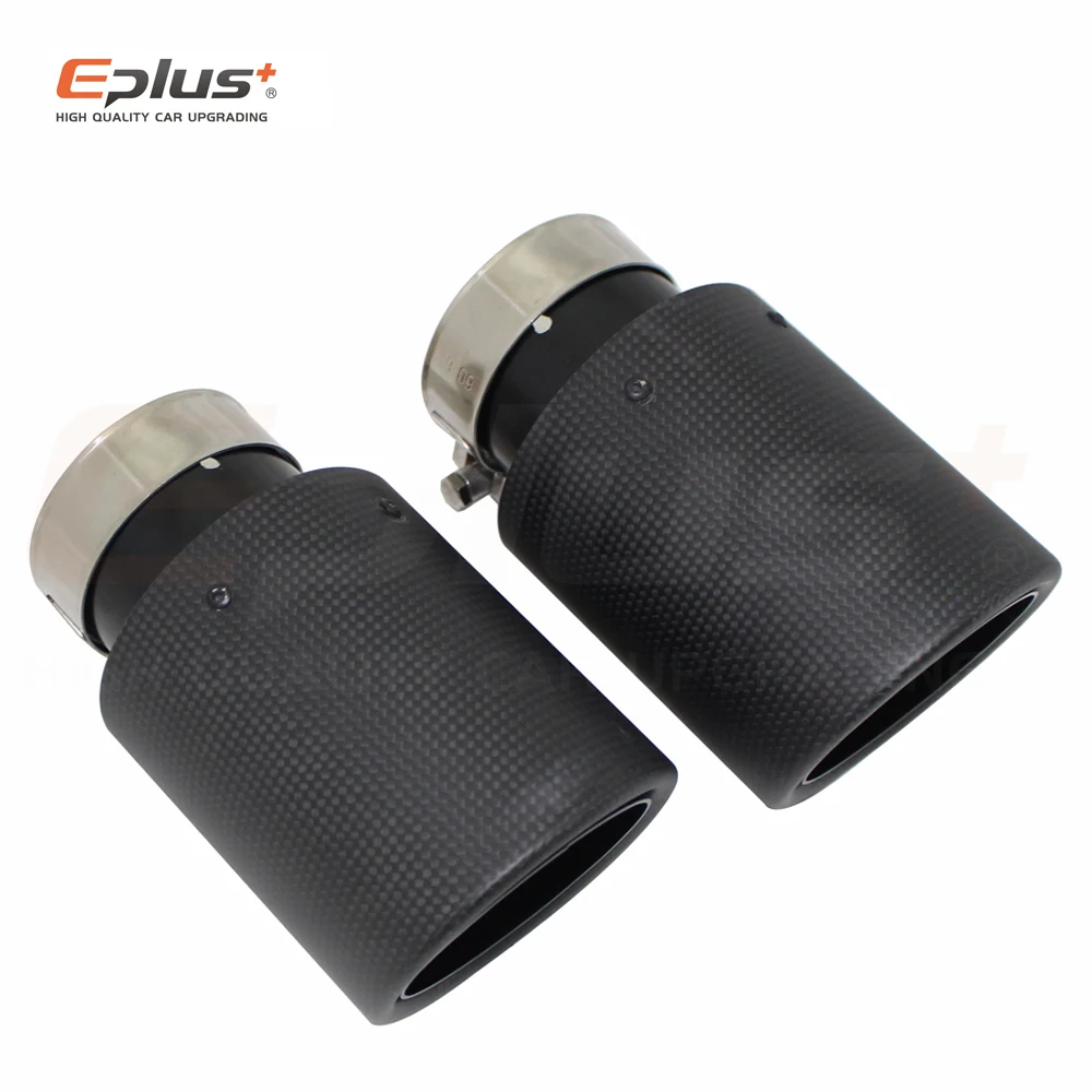 Car Carbon Fibre Matte Exhaust System Muffler Pipe Tip Curl Universal Black Stainless Mufflers Decorations Akrapovic
