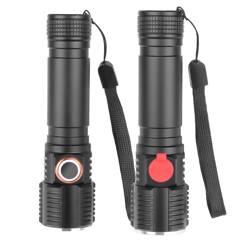 

40000LM Super bright LED Flashlight Touch Switch USB Rechargeable Zoomable Torch Waterproof LED Torch Use 18650 26650 Battery