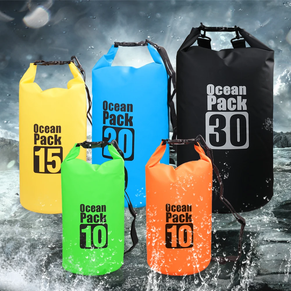 Black 10L Dry Bag for Kayaking Waterproof Floating Backpack 