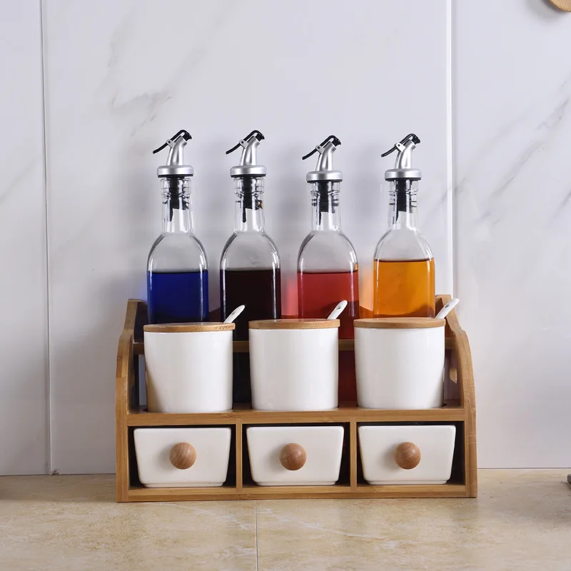 

Square Oiler Ten Sets of Bottles Daily Use Seasoning Box Shift Seasoning Containers Kitchen Set Gift
