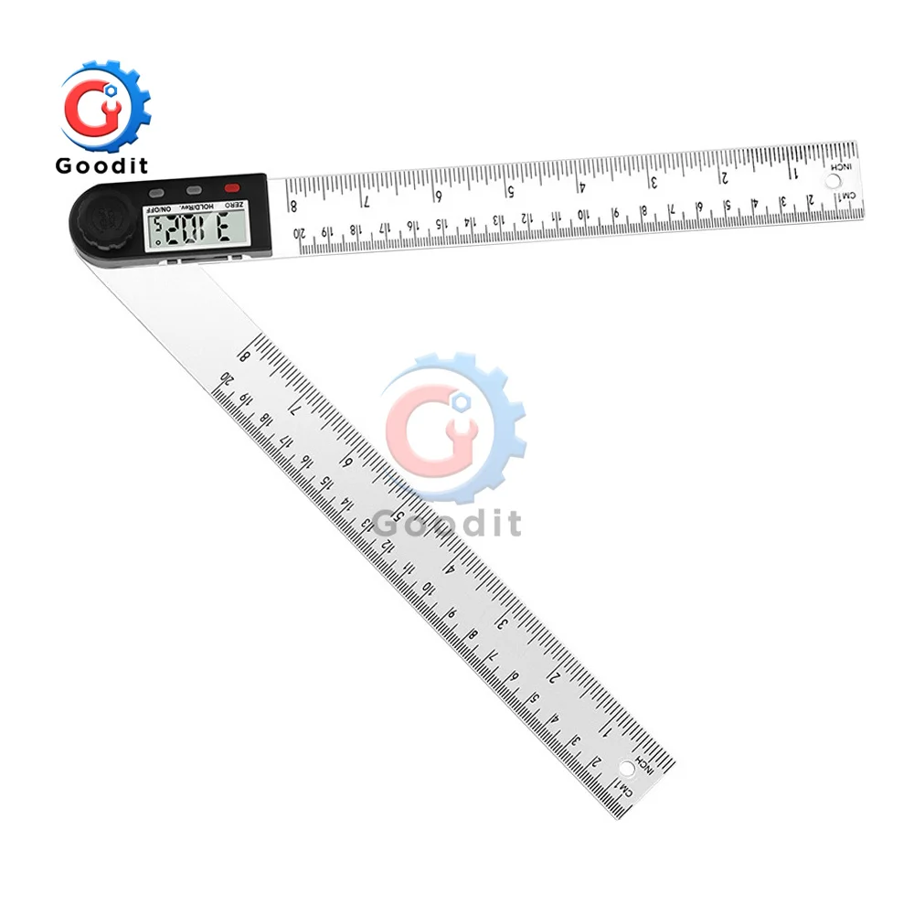 300mm Lineal Digital Goniometer mit LCD Display Heimarbeit Digital Winkelmesser Messbereich: 0°~360°,Messwerkzeug aus Nylonglas mit Lineal- und Verriegelungsfunktion für Holzarbeiten 