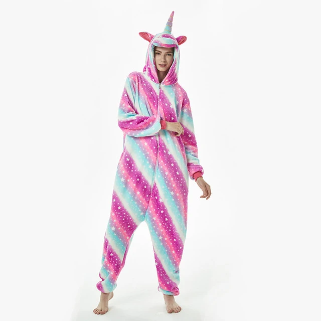 Кингуруми Кумамон единорог пижамы для взрослых Ститч Медведь животных Onesie зимние пижамы для мужчин пара фланелевая одежда для сна домашняя одежда - Цвет: Star unicorn