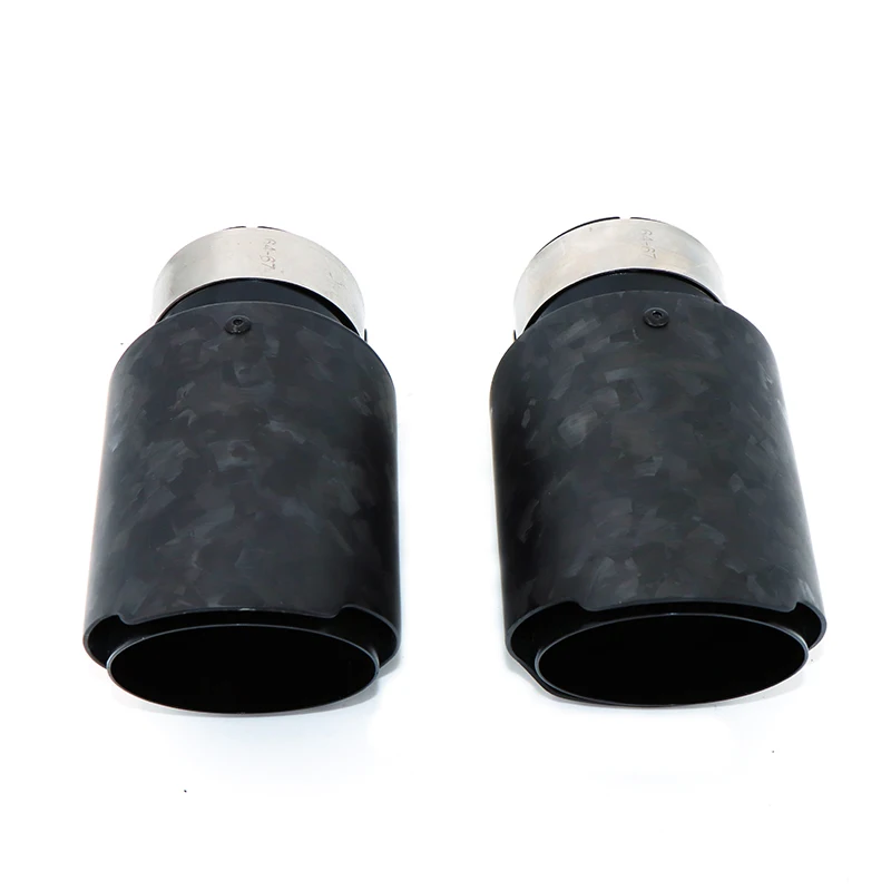 Car Glossy Carbon Fiber Muffler Tip Exhaust System Pipe Mufflers Nozzle Universal Straight Stainless Black  dz2006