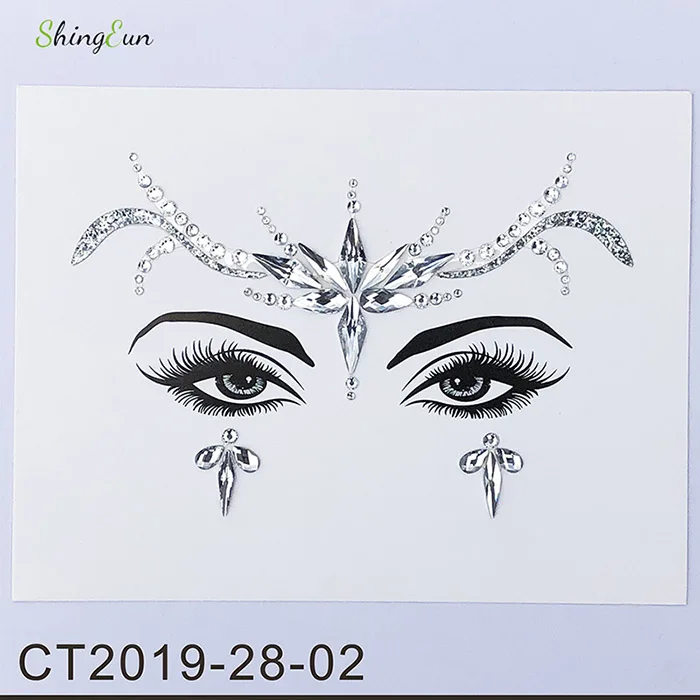 Nissi 1PC Flash Gems Waterproof Face Eye Tattoo Women Fashion Festival Party Makeup Body Jewel Temporary Tattoos - Цвет: 28-02