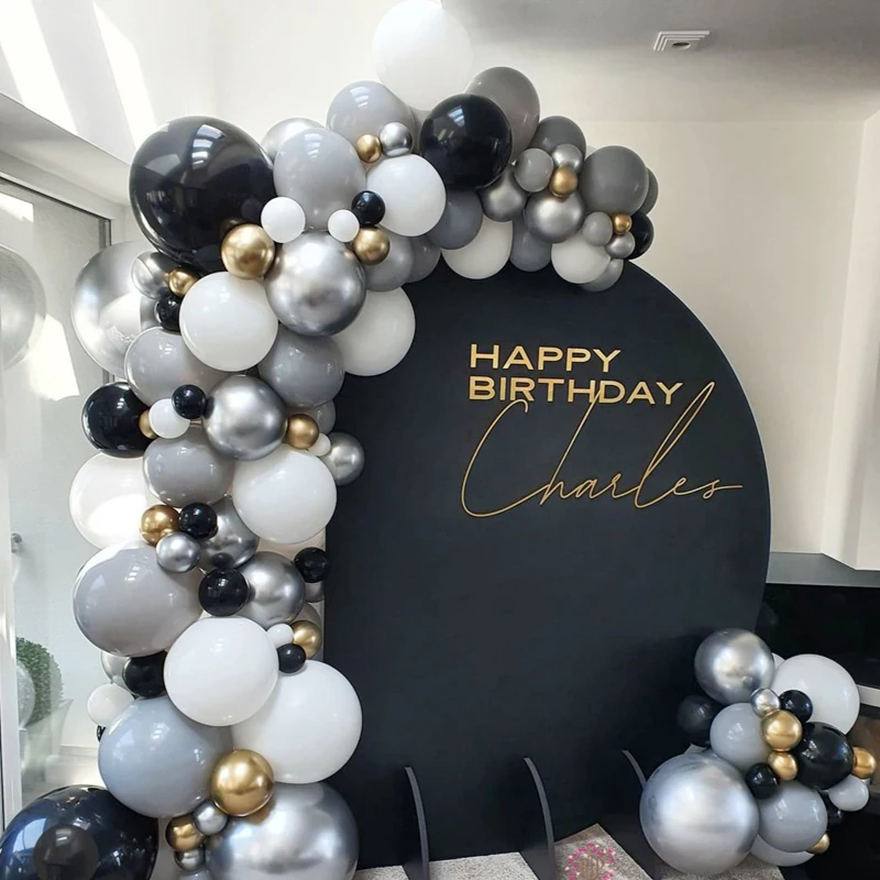 Specool Birthday Decoration Balloons Garland Arch Kit 100 Pcs Plus Silver Black 