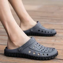 Г. Летние новые стильные мужские сандалии пляжная пористая обувь с закрытым носком, с вырезами, большой размер вьетнамские шлепанцы с мягкой нескользящей подошвой