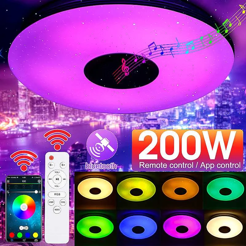Dimmbar 200WRGB LED Deckenleuchte Lampe Musik bluetooth Lautsprecher APP Remote＞ 