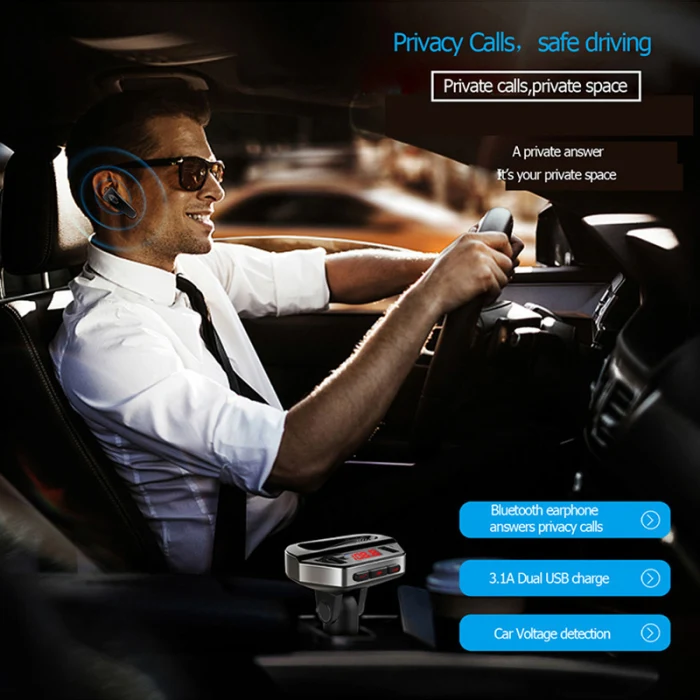 Bluetooth fm-передатчик наушники автомобильный комплект автомобильный аудио mp3-плеер с двойным USB зарядным устройством Hi 888