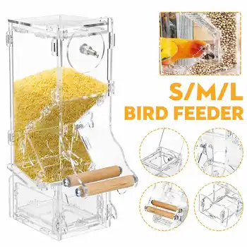 

Automatic Bird Feeder Pet Feeder Transparent Plastic Birds Feeding Box Cage Anti-spatter Anti-planing Anti-blocking Container
