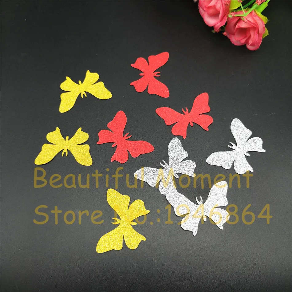 100pcs Glitter Butterfly Table Confetti Sprinkles Birthday Party Wedding Decoration Red Black Silver Gold Confetti Paper Crafts