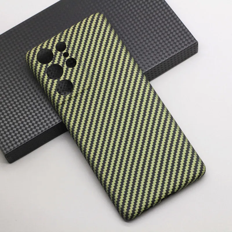 Amstar Green Carbon Fiber Protective Case for Samsung Galaxy S21 Ultra Cases Premium Ultra-thin Buniess Aramid Fiber Hard Cover 