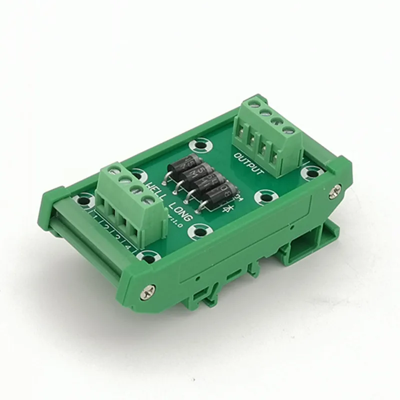 DIN rail mountable 4 Channel Diode Protection Terminal Block IN5408 3A