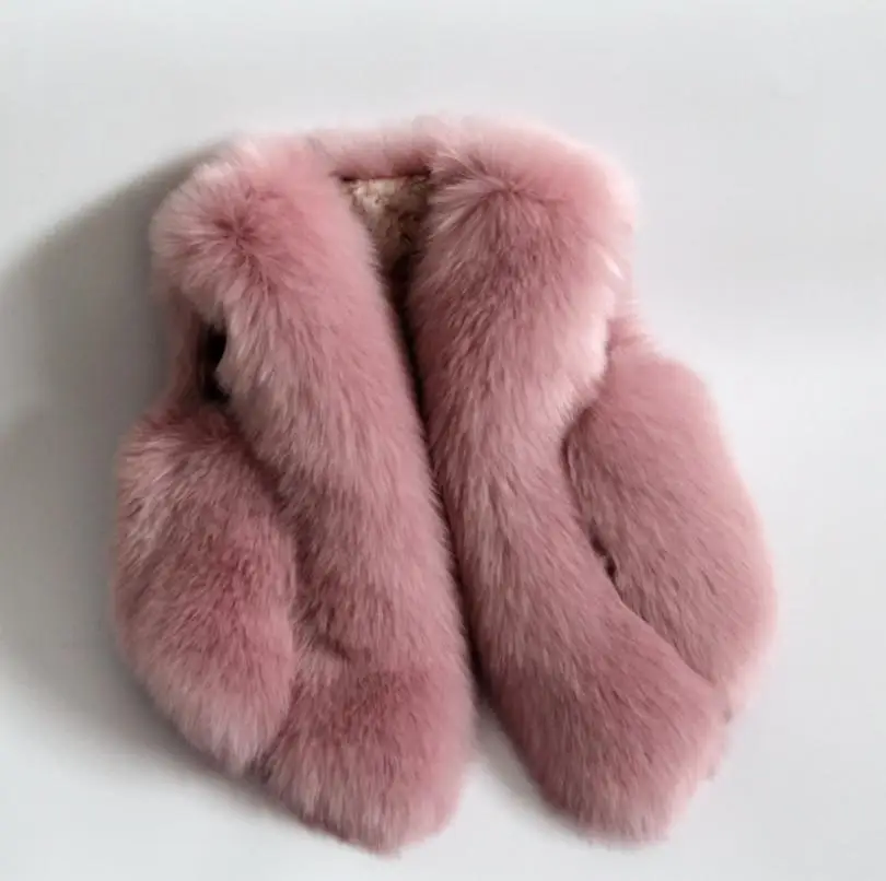 pale pinkish gray ; зимний модный теплый детский жилет из искусственного меха; жилет из искусственного лисьего меха; плотная детская одежда Modis; жилет; Y1897 - Цвет: pale pinkish gray