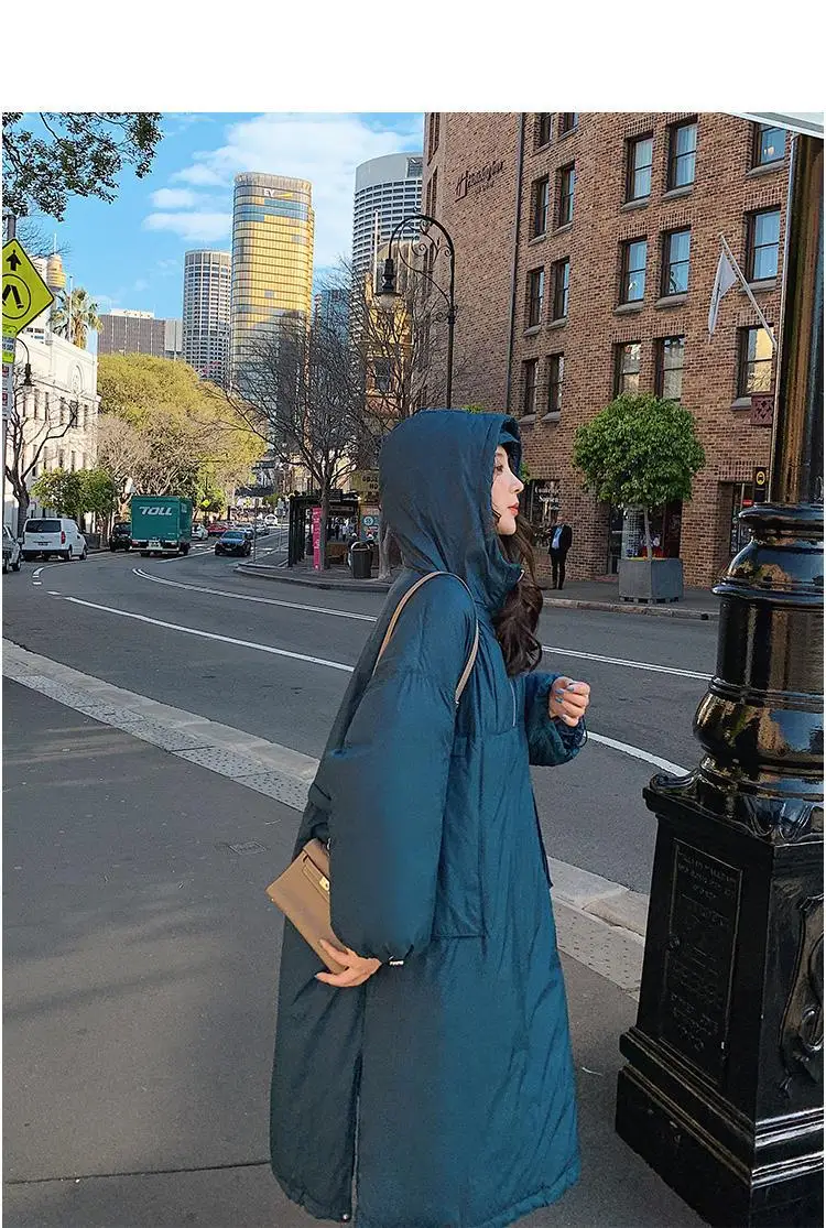 Students Thick Warm Solid Color Cotton Coat Women's Mid-length 19 Winter New Style Korean-style Loose Casual Hooded Pullover Cot